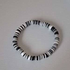 Gray Scale Clay Beaded Bracelet